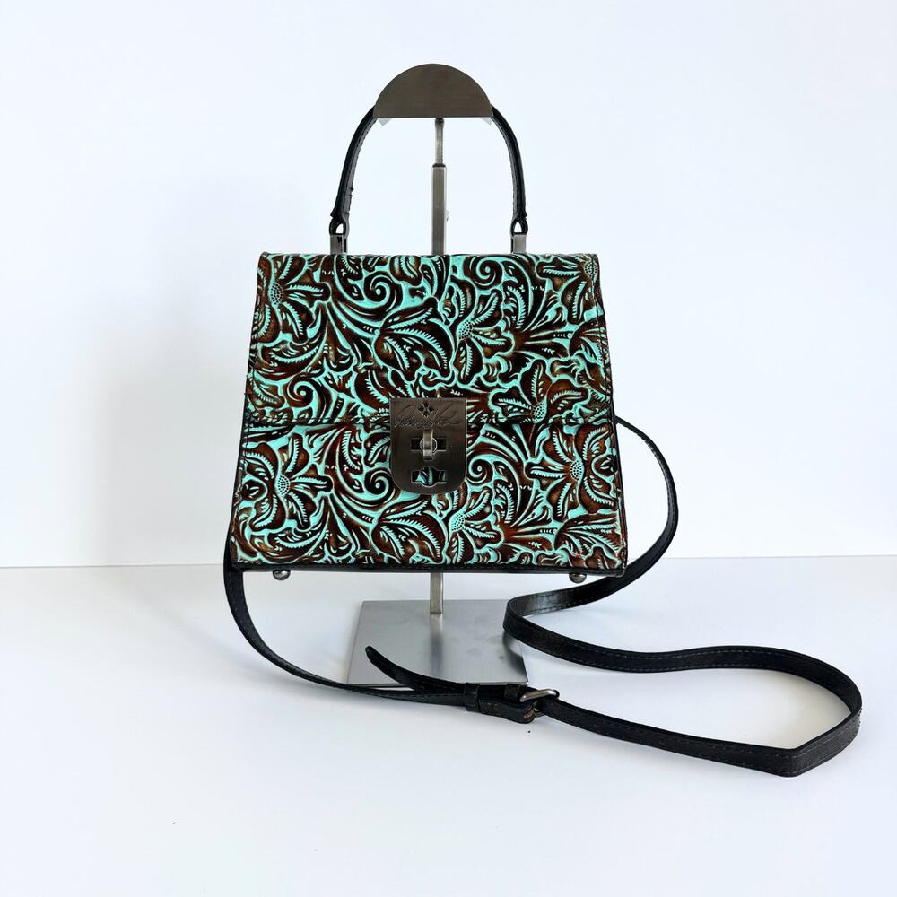 Patricia Nash Chauny Tooled Turquoise Satchel